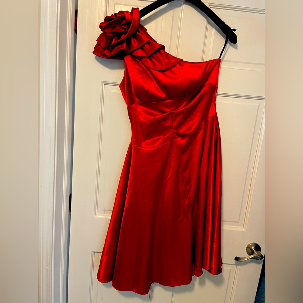 Beautiful red one shoulder dress size 16. Gorgeous!